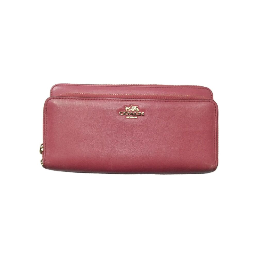 Vintage Coach Accordion Double Zip Wallet Smooth Leather Raspberry Red Y2K - Picture 6 of 12